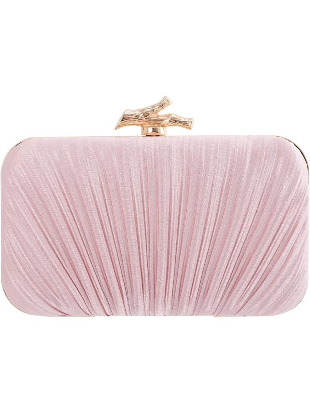 Women's Pink Pleated Clutch Purse For With Chain Wedding Party Evening Bag